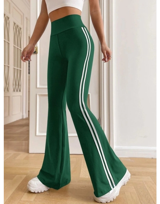 Kadın Yüksek Bel Yanlar şerit Detaylı Ispanyol Paçalı Dalgıç Pantolon