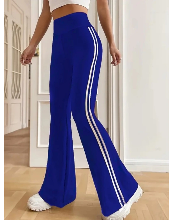 Kadın Yüksek Bel Yanlar şerit Detaylı Ispanyol Paçalı Dalgıç Pantolon