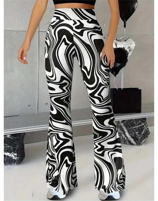 Kadın Yüksek Bel Zebra Desenli Tayt