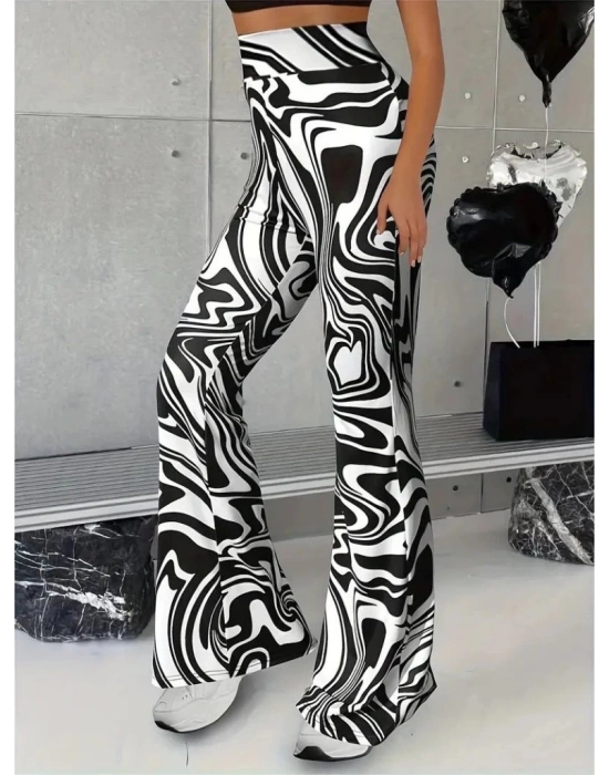 Kadın Yüksek Bel Zebra Desenli Tayt