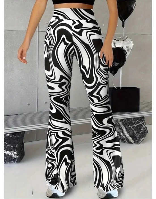 Kadın Yüksek Bel Zebra Desenli Tayt