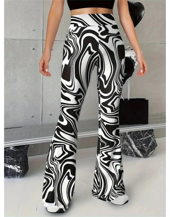 Kadın Yüksek Bel Zebra Desenli Tayt