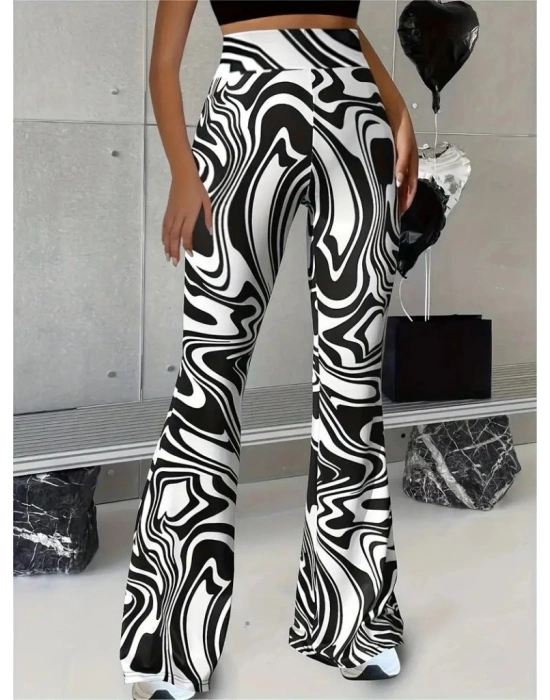 Kadın Yüksek Bel Zebra Desenli Tayt