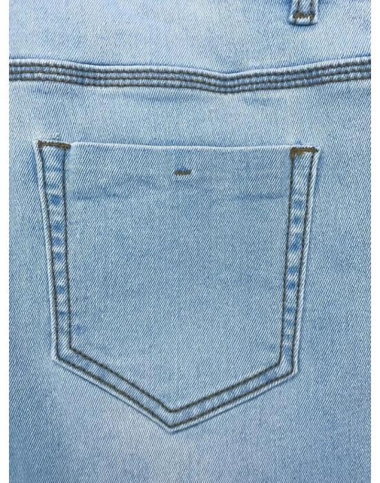 Kadın Yüksek Belli önden Düğmeli Yırtık Detaylı Kot Pantolon