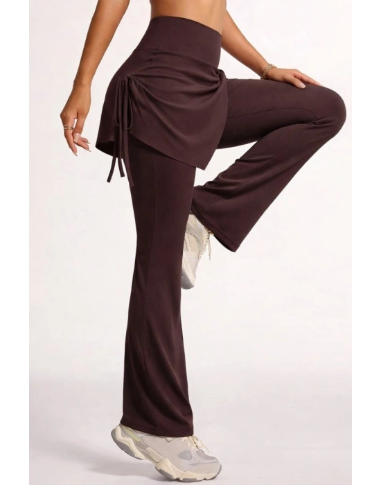 Kadın Yüksek Belli Yandan Büzgülü Paçaya Doğru Geniş Dalgıç Tayt