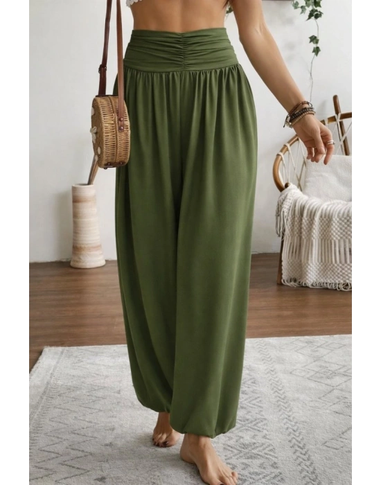 Kadın Yüksel Bel Yoğun Büzgü Detaylı Aerobin Pantolon