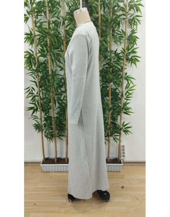 Kadın Yuvarlak Yaka Askılı Krop Bluz Yüksek Bel Tayt Ve Uzun Hırka şardonlu Kaşkorse üçlü Takım