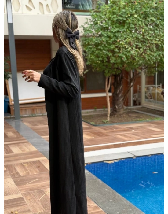 Kadın Yuvarlak Yaka Askılı Krop Bluz Yüksek Bel Tayt Ve Uzun Hırka şardonlu Kaşkorse üçlü Takım