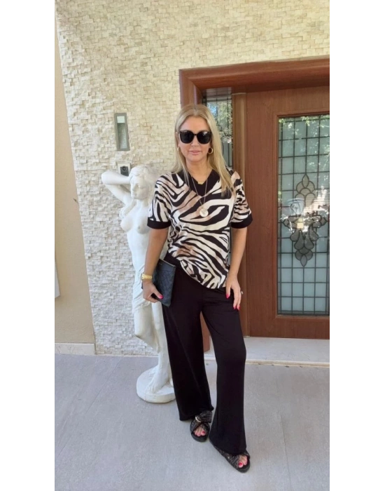 Kadın Zebra Desenli Ikili Takım