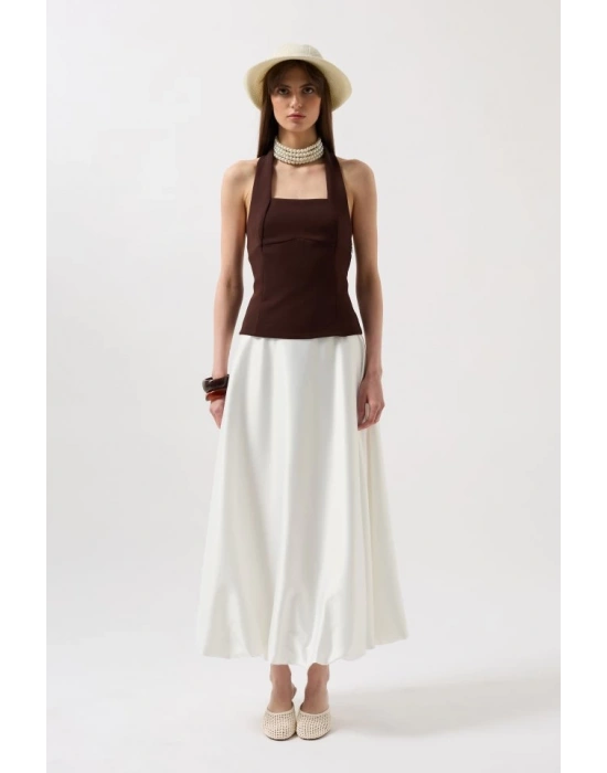 Kalın Askılı Crop Bluz