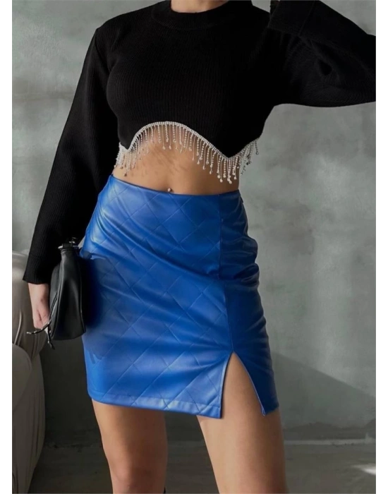 KAPİTONE DERİ ETEK YIRTMAÇI  aks