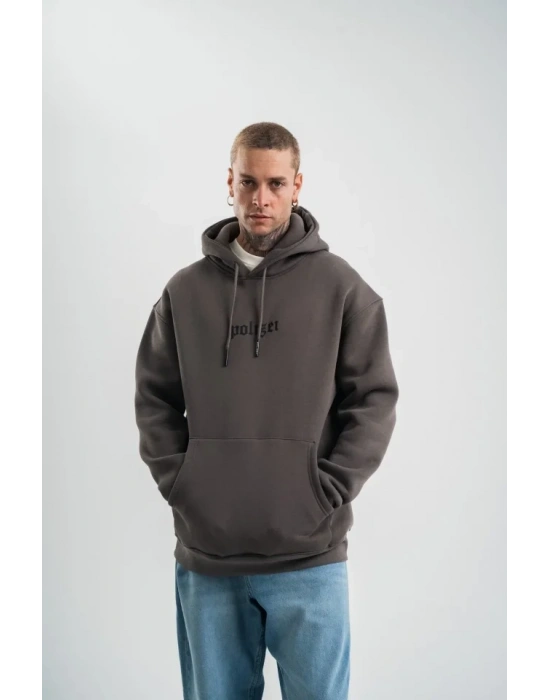 Kapşonlu Double Oversize Dijital Patchli weathirt  Füme