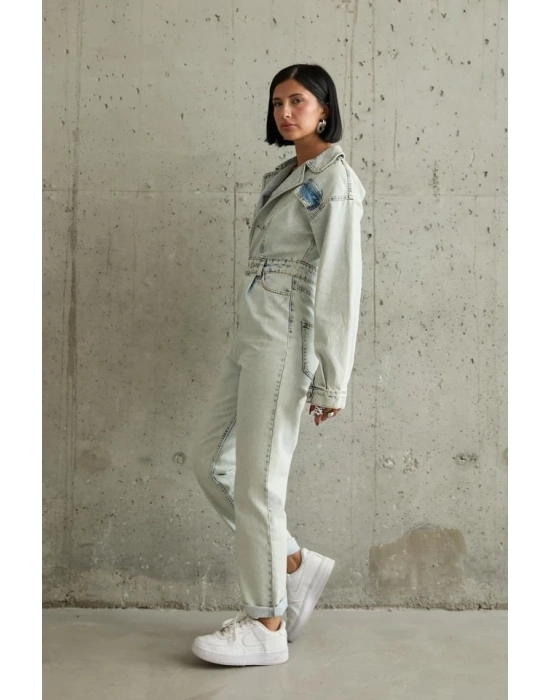 Kar Yıkama Blue Denim Tulum