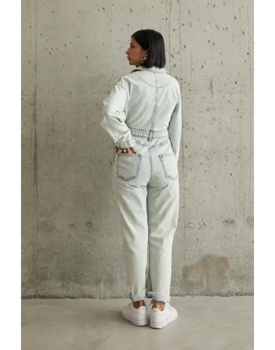 Kar Yıkama Blue Denim Tulum