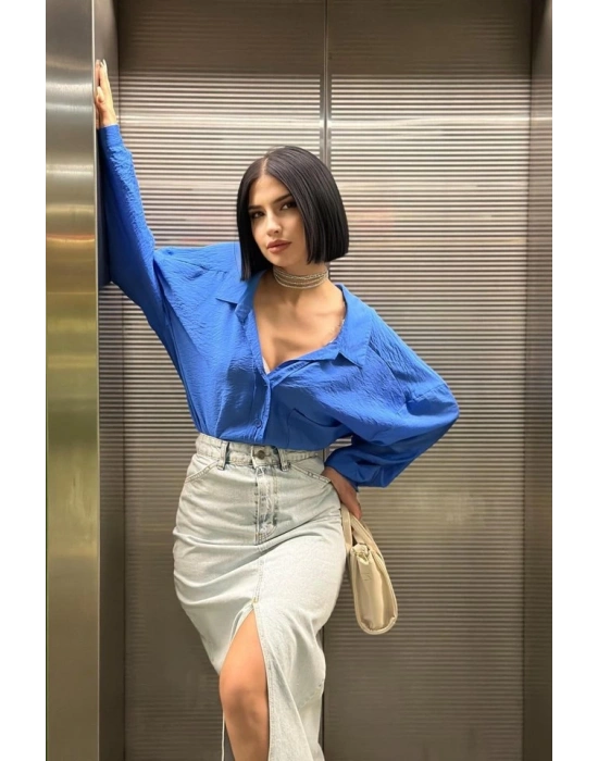 Kar Yıkama Yırtmaçlı Kot Etek