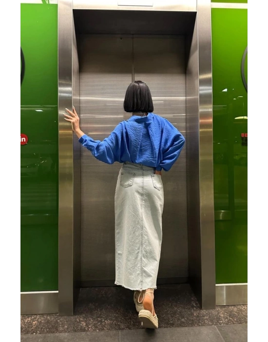 Kar Yıkama Yırtmaçlı Kot Etek