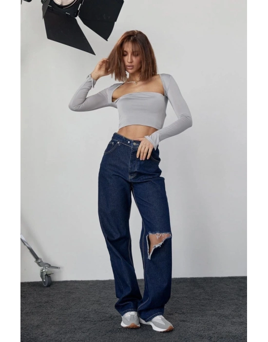 Kara Yaka Uzun Kollu Crop  Taş