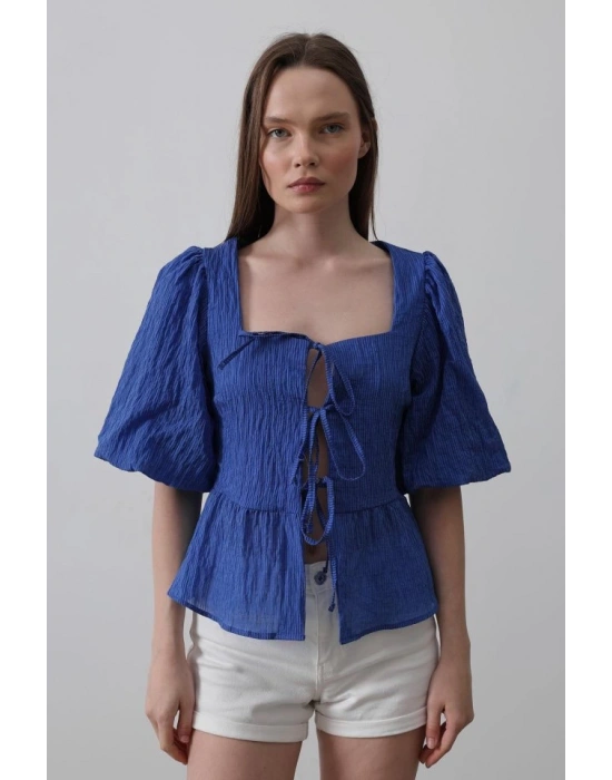 Kare Yaka Balon Kol Bluz  avi