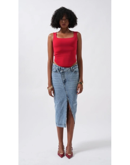 Kare Yaka Kalın Askılı Bodysuit