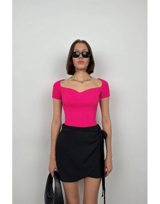 Kare Yaka Triko Bluz