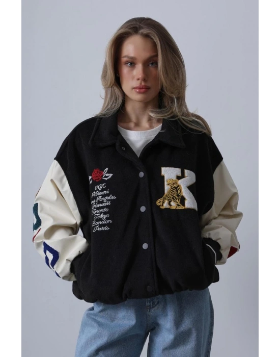 Kaşe Biker Ceket  iyah