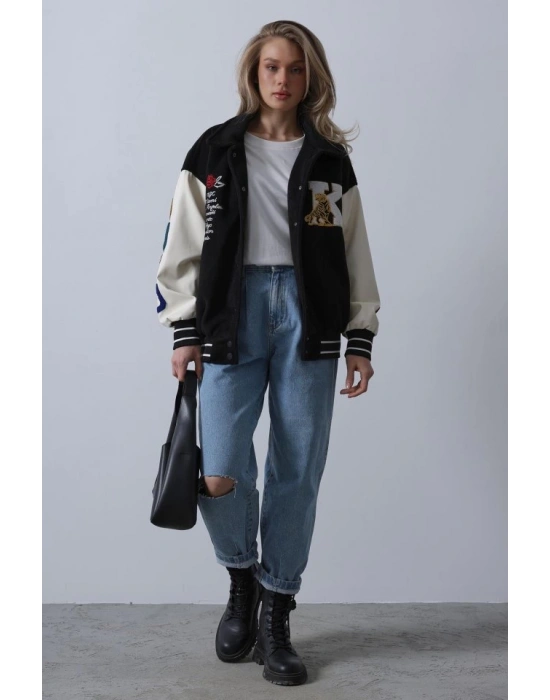 Kaşe Biker Ceket  iyah