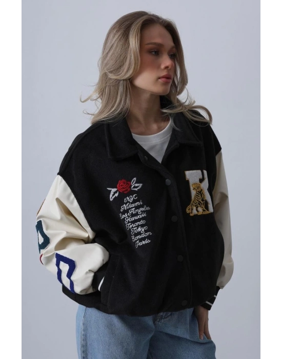 Kaşe Biker Ceket  iyah