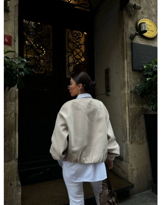 Kaşe Kaşmir Fermuarlı CEKET  Bej