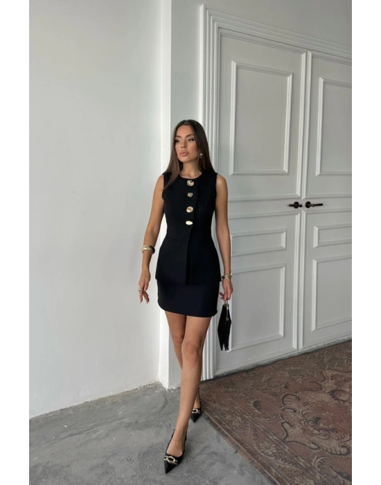 KASİK GOD DÜĞMEİ YEEK  KISA ETEK TAKIM  Siyah