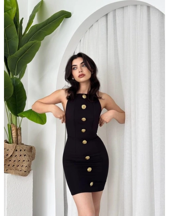 Katalina Gül Düğmeli Elbise