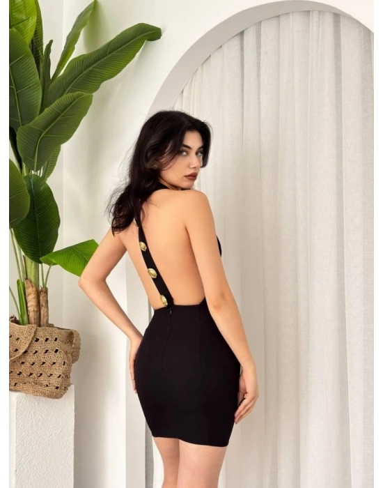 Katalina Gül Düğmeli Elbise