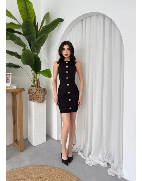 Katalina Gül Düğmeli Elbise