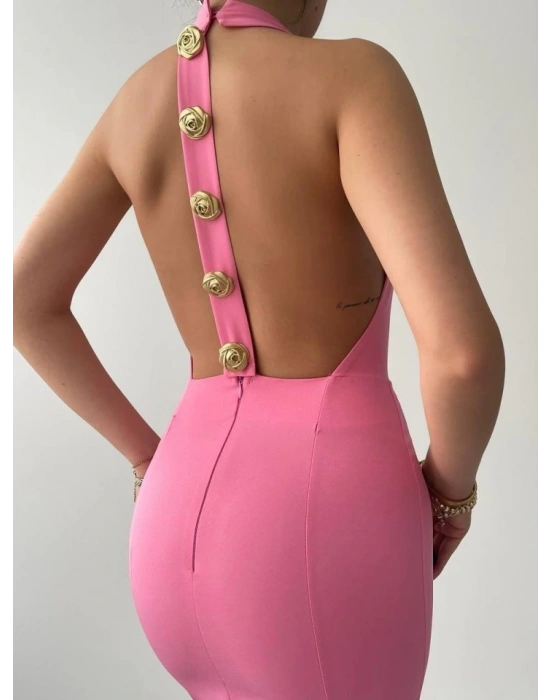 Katalina Gül Düğmeli Elbise