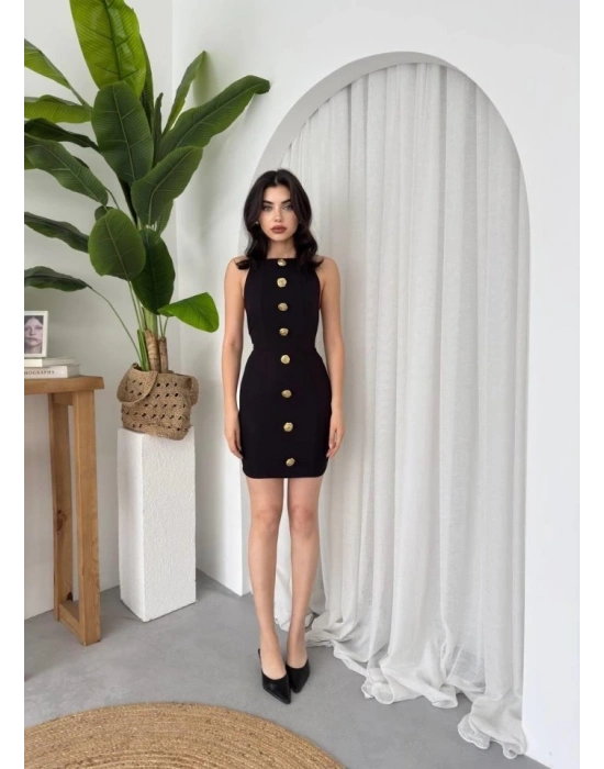 Katalina Gül Düğmeli Elbise