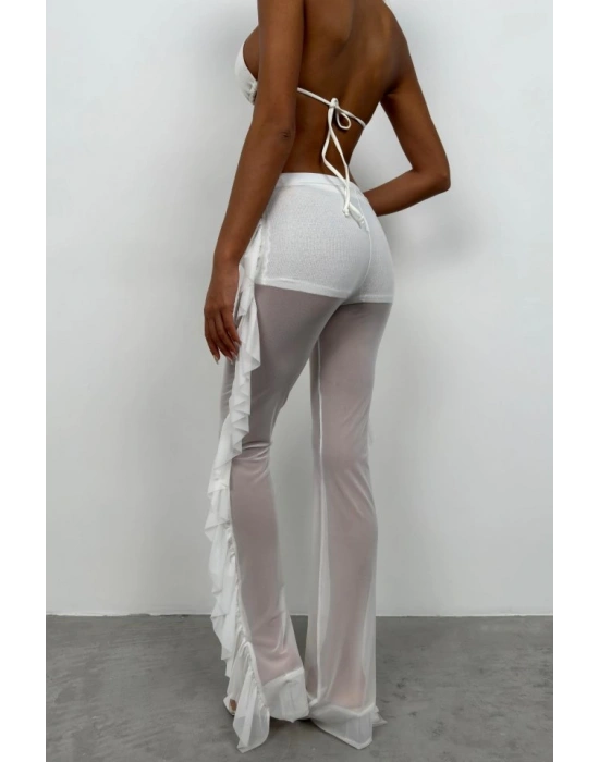 Katlı Transparan Pantolon
