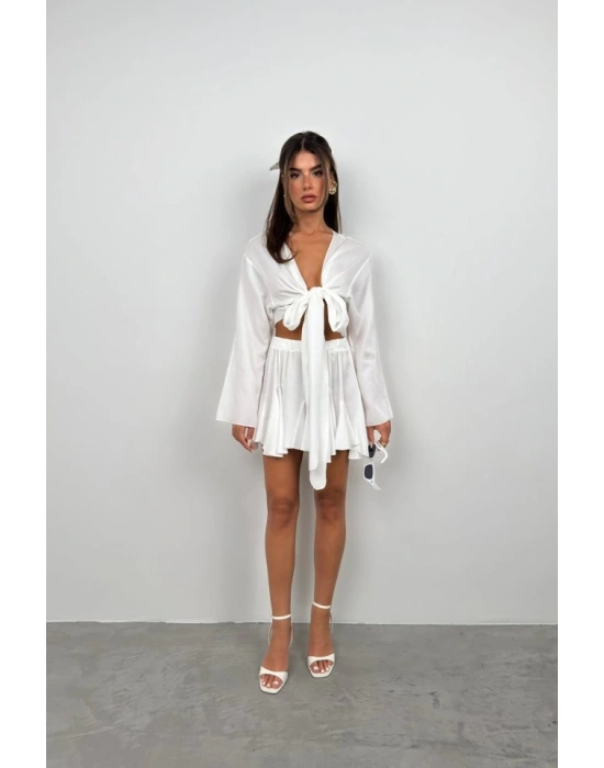 Kayık Yaka Uzun Kol Crop