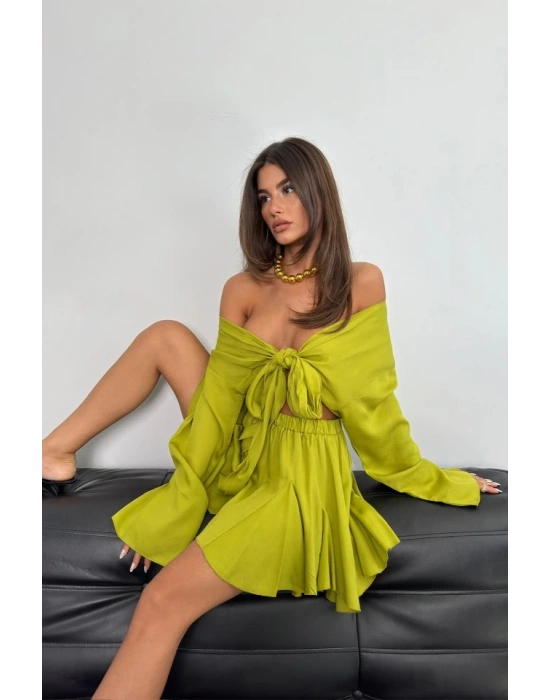 Kayık Yaka Uzun Kol Crop