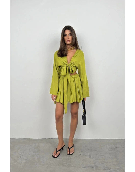 Kayık Yaka Uzun Kol Crop