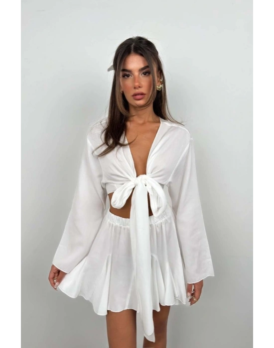 Kayık Yaka Uzun Kol Crop