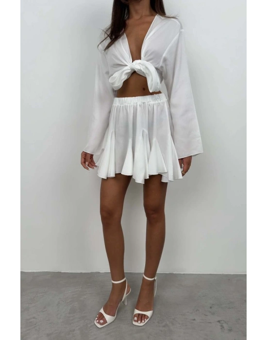 Kayık Yaka Uzun Kol Crop