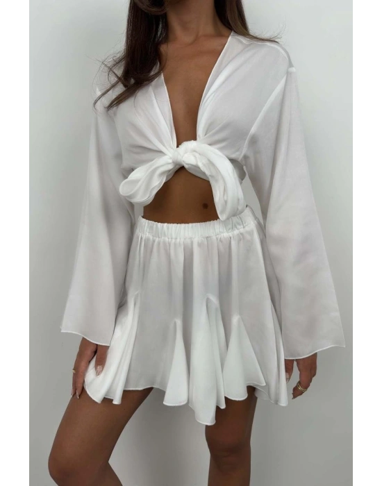 Kayık Yaka Uzun Kol Crop