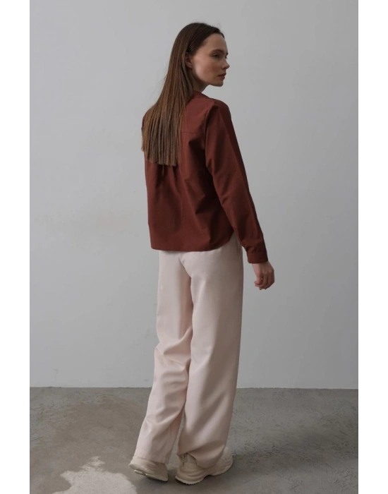 Kemerli Palazzo Pantolon  Pudra