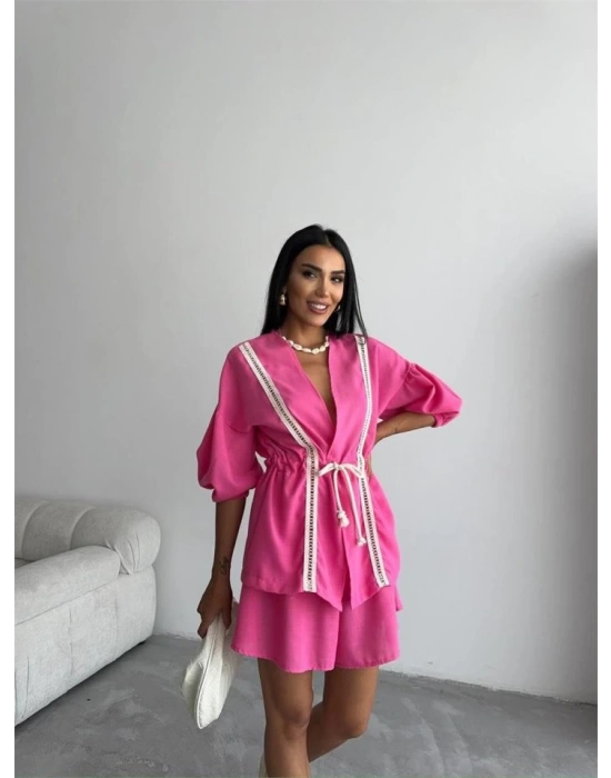 KETEN BE BÜZGÜÜ BUZPANTOON TAKI  Fuşya