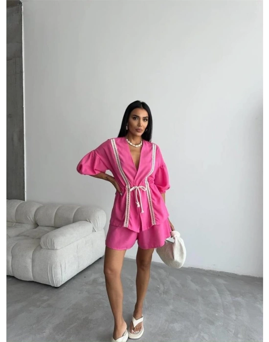 KETEN BE BÜZGÜÜ BUZPANTOON TAKI  Fuşya