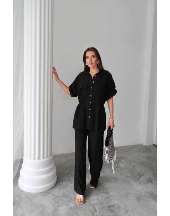 KETEN BEDEN BÜZGÜ DETAYI GÖMEK  PANTOON TAKIM  iyah