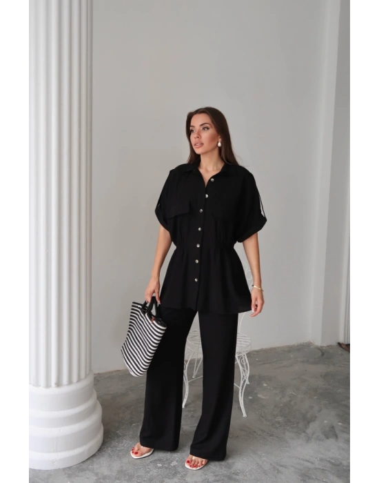 KETEN BEDEN BÜZGÜ DETAYI GÖMEK  PANTOON TAKIM  iyah