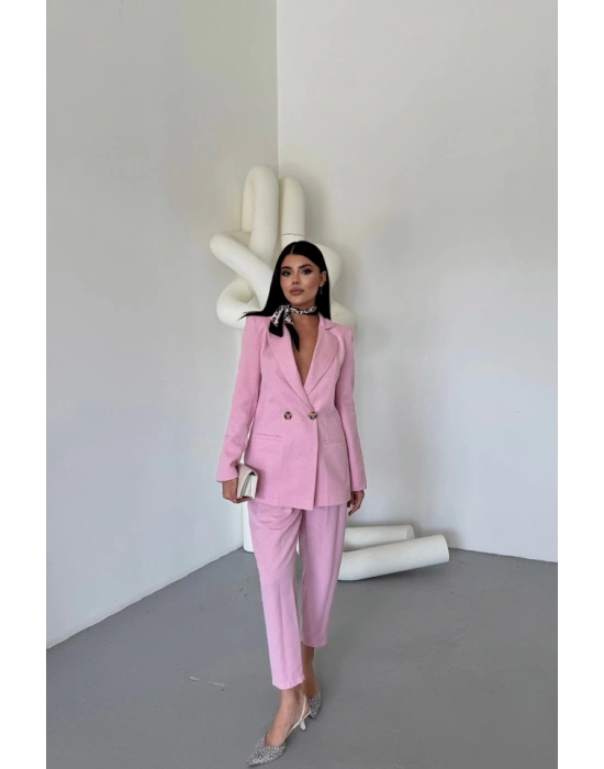 KETEN CEKET  PANTOLON TAKIM  Pembe