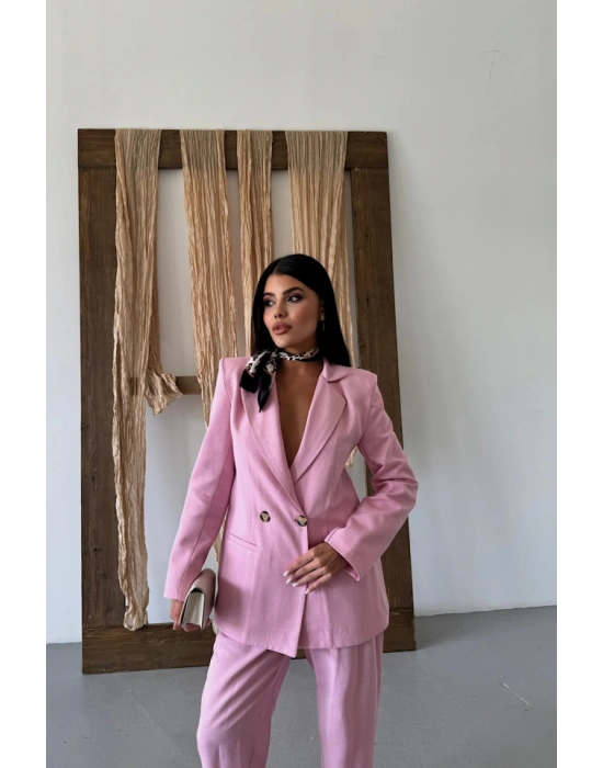 KETEN CEKET  PANTOLON TAKIM  Pembe