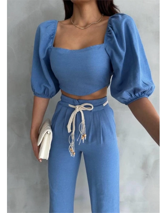 KETEN CROP KARPUZ KO BUZPANTOON HAIR KEERİ  avi