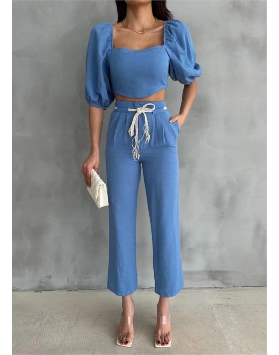 KETEN CROP KARPUZ KO BUZPANTOON HAIR KEERİ  avi